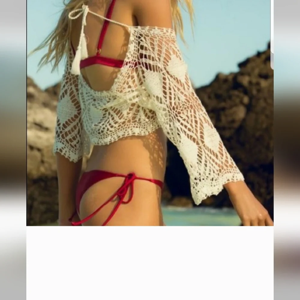 NWT L*Space Cody Crochet Summer Beach Swim Crop Top Coverup - Picture 2 of 12
